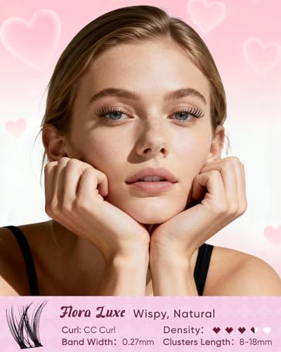 OKAYLOVE Natural Lash Clusters Kit, Flora Luxe 8-18mm DIY Wispy
