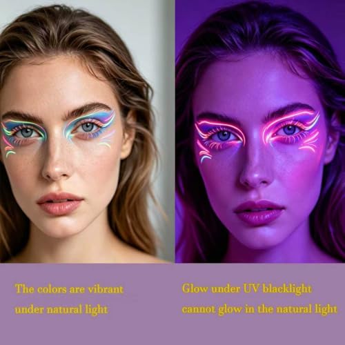 Glynisyz 8 pcs UV Neon Face & Body Paint Set with Brushes for Halloween & Parties
