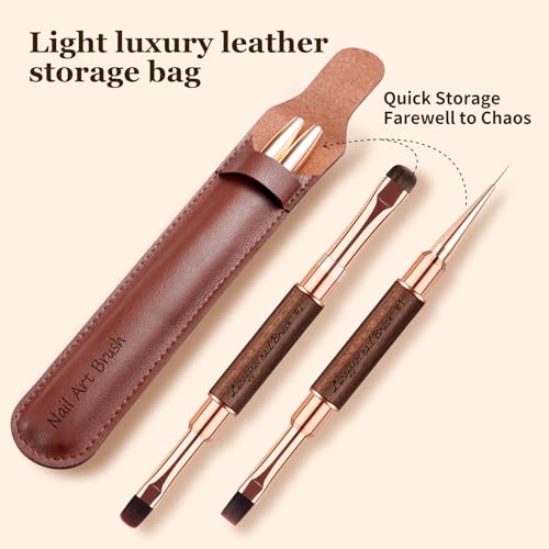 Builder Gel Nail Brush Set - 2-Pack Double-Ended with Pouch