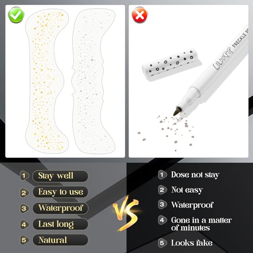 Glitter Freckles, 24 PCS Gold Face Glitter Makeup Accessories, Face Glitter Tattoos Makeup Patches for Women, Fake Freckles for Festival Rave