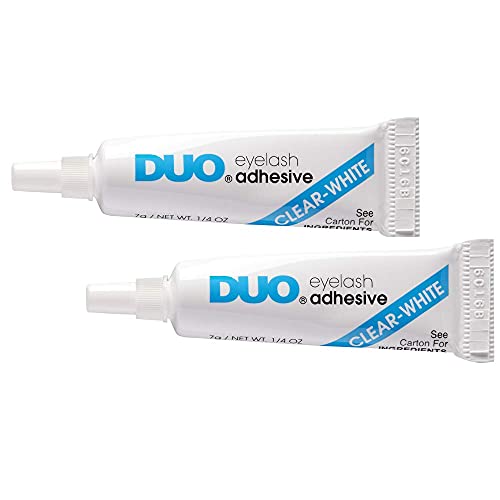 DUO Strip Lash Adhesive - White, Clear Lash Glue for Eyelash Clusters, Waterproof, Long Lasting Wear, 0.25 oz, 2-Pack