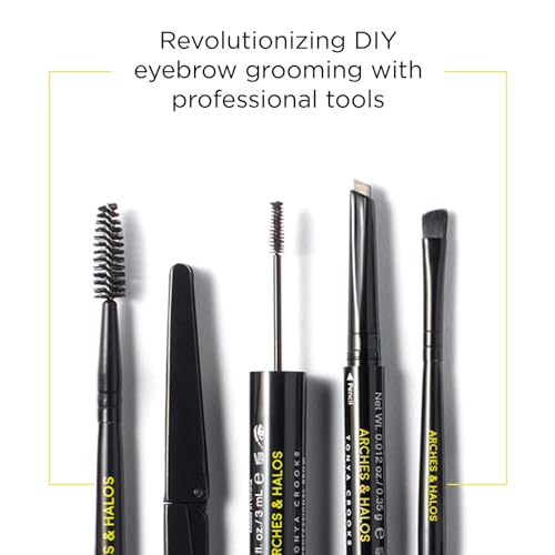Arches & Halos Brow Sculpting Set - Dual Ended Brush With Brow Building Pomade In Espresso - Define, Brush And Blend Brows - Easily Fill, Sculpt Sleek Eyebrows - Vegan, Cruelty Free Makeup - 2 Pc