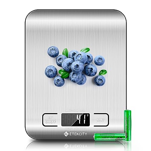 Etekcity Food Kitchen Scale, Digital Grams and Ounces for Weight Loss, Baking, Cooking, Keto and Meal Prep, LCD Display, Medium, 304 Stainless Steel