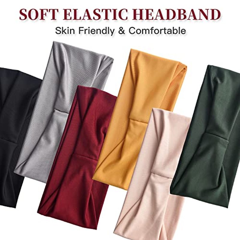 12 Pack Non-Slip Wide Headbands for Women - Soft Elastic Hair Bands