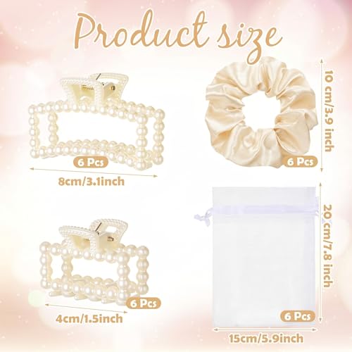Pearl Hair Claw Clips & Scrunchies Set for Weddings & Parties