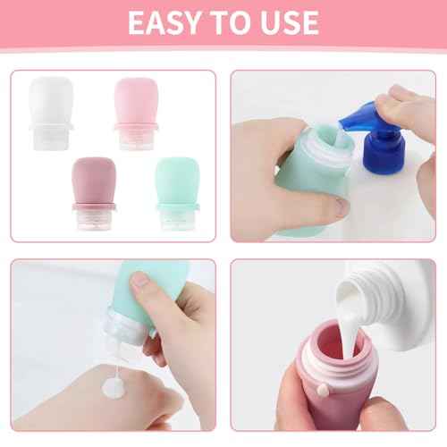4 Pack 1oz Silicone Travel Bottles Leak Proof Squeeze Bottles For Toiletries Shampoo Conditioner Lotion Salad Dressing Travel Size Containers