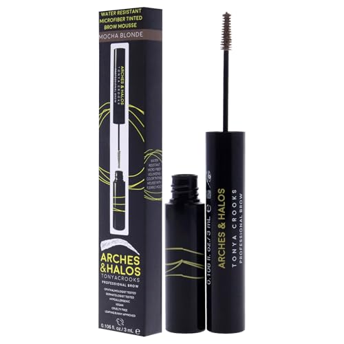 Arches & Halos Microfiber Tinted Brow Mousse - Mocha Blonde - Soft, Natural Definer Mousse to Shape, Sculpt and Control Eyebrows - Silky, Non-Crunchy, Fast-Setting Texture - Vegan Formula - 0.106 oz