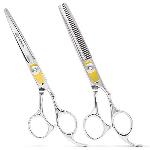 Equinox Professional Razor Edge Series Hair Cutting Scissors Set - Barber Hair Cutting & Thinning Shears/Texturizing Scissors Set - 6.5 Inches Hair Cutting Scissors Kit for Men/Women/Kids/Salon & Home