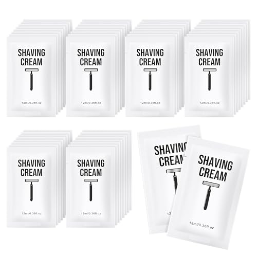 Shaving Cream Bulk, 12ml/0.42fl Oz Travel Shaving Cream, Individually Packaged, Suitable For Travel, Hotels, Home, Camping, Charities, Homeless People (50-PACK)