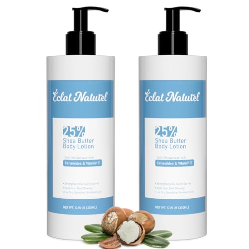 Body Lotion with 25% Shea Butter, Vitamin E & Ceramide, Deep Moisturizing Hydrating Body Lotion for Dry Skin, 10.15 Fl Oz (Pack of 2)