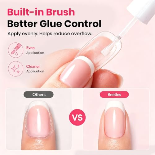Beetles Press-On Nail Glue Quick-Drying 10ml Clear Model 00 - Strong Bond