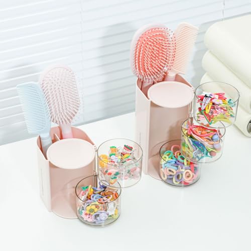 Pink 3-Layer Hair Accessories Organizer for Girls - Sturdy Plastic Storage Box