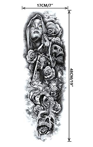 Pinone Full Arm Temporary Tattoo Stickers - 12 Sheets