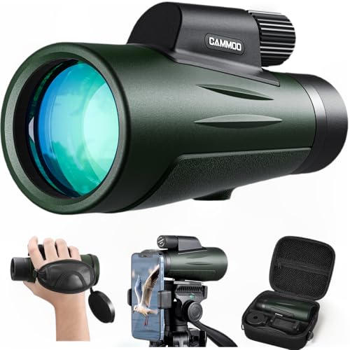 12x50 Monocular Telescope for Adults High Powered, Low Light Larger Vision BAK4 Prism & SMC Lens, Frog & Waterproof Hiking Hunting Gear Gifts for Men, Black