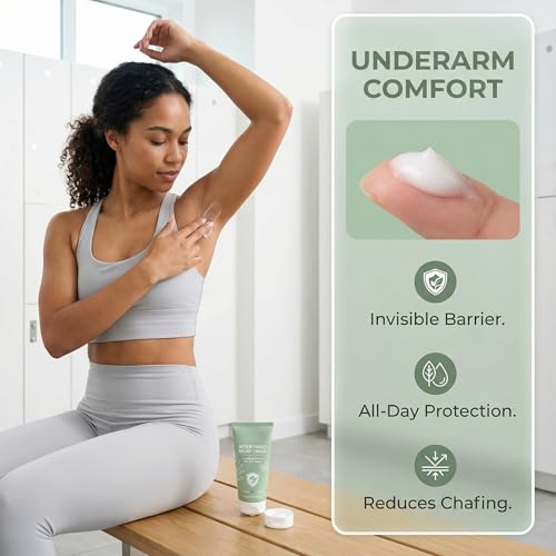 Intertrigo Relief Cream, Skin Fold Barrier Cream for Moisture & Friction Protection, Helps Soothe Irritated Skin, Reduce Moisture & Friction, 2 oz