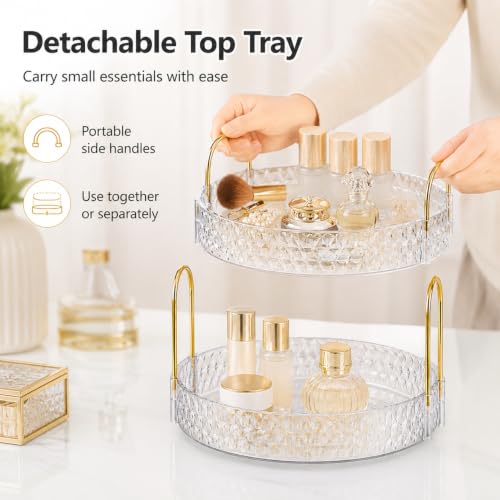 360° Rotating Makeup Organizer, 2-Tier Lazy Susan Cosmetic Storage