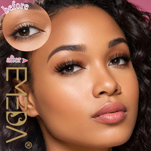 False Lashes with Glue Set Fake Eyelashes with Glue Kit Clear Band 3D Faux Mink Strips Lashes Fluffy Wispy Natural Look 14mm Cat Eye Bulk Pack by EMEDA (14 Pairs LH04)