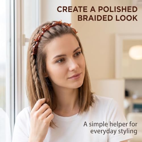 2Pcs Double Bangs Hairstyle Hairpin Headband With 8 Small Clip,Women