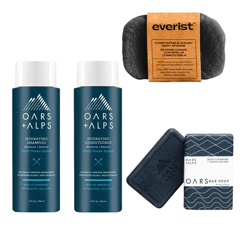 MightyNest Body Wash Set for Men | Blue Charcoal Oars and Alps Bar Soap and Cedarwood Soap Tray | Moisturizing for all Skin Types | Sustainable and Plastic Free | 2 Piece Gift Set