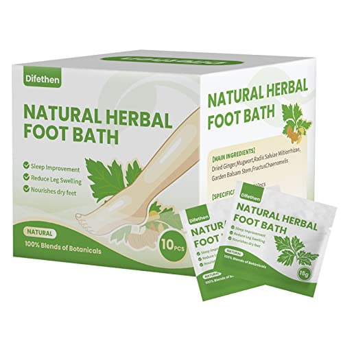 Difethen Herbal Mugwort & Ginger Foot Soak Bags for Swelling - 10 Pack
