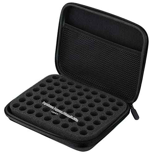 Jerliflyer Essential Oil Storage Bag,1-3ml 63 Slots Portable Aromatherapy Essential Oil Storage Bag Case Collision Proof No Leakage 16mm Aperture Essential Oil Organizer for Travel Outdoor (black)