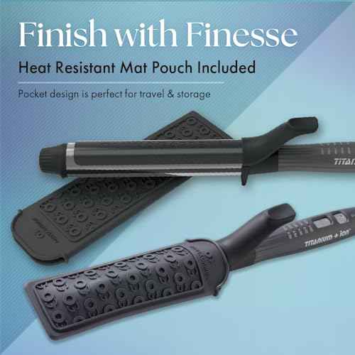 Olivia Garden Titanium + Ion High Performance Professional Curling Iron - Dual Voltage, Snag-Free Styling - Fast Heat Up to 455¡ÆF with Heat Resistant Heat Mat/Pouch