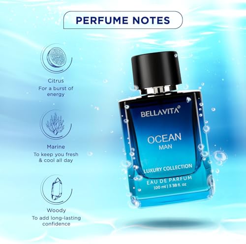 BellaVita Luxury OCEAN Eau de Parfum for Men 100ml - Fresh, Long-Lasting Fragrance