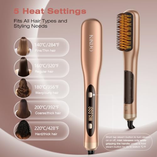 Kikuo Steam Hair Straightener Brush - 3 in 1 Styling Tool