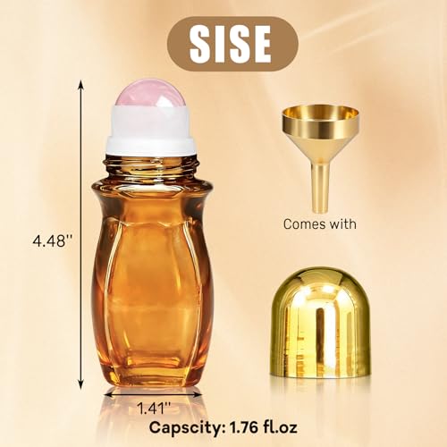 50ml Rose Quartz Roller Glass Bottles for Essential Oils & Perfumes