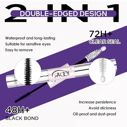 GAQQI Lash Cluster Glue Black & Lash Bond Seal Clear Bundle for Eyelash Extensions