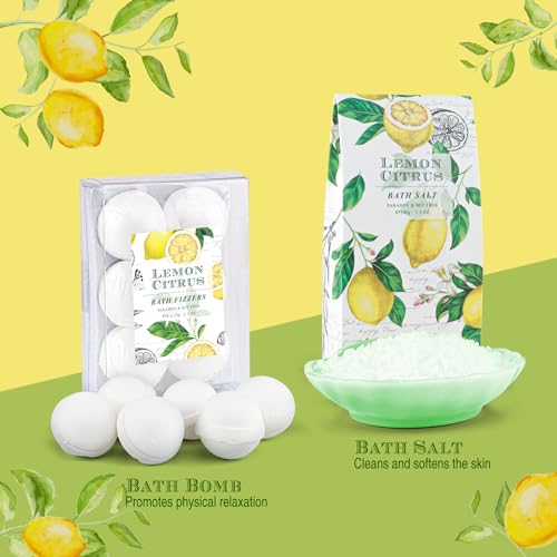 Lemon Citrus Spa Bath Gift Set for Women – 8 Pcs