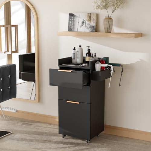OmySalon 3-Tier Salon Cart with Drawers & Adjustable Shelf