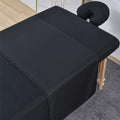 MRJ 3-Piece Microfiber Massage Table Sheet Set with Fitted & Flat Sheets, Face Rest Cover - Black