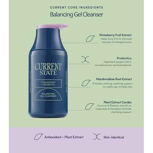 CURRENT STATE Balancing Gel Cleanser with Strawberry + Probiotic Refreshing Face Wash, Pore Cleaner, Daily Face Wash for Oily Skin - Reduces Shine, Gentle Purifier, 5.1 fl oz, Made In The USA