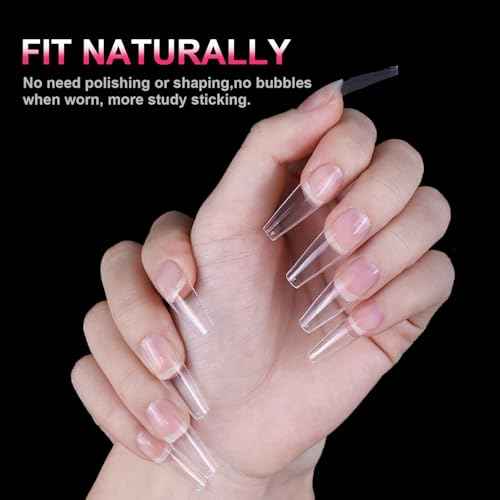 Coffin Gel Fake Nail Tips, 600PCS Medium Clear Coffin, Half Matte Soft Acrylic False Nail Tips for Press On Nails Extension Salon Home DIY Beginner,15 Sizes