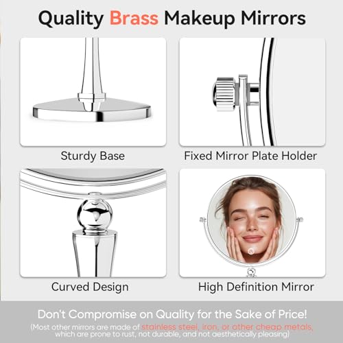 GURUN 8-inch Tabletop Makeup Mirror, 1X/20X Magnifying Vanity Mirror, 360¡Æ Rotation Dual-Sided Makeup Mirror, Ideal Gift for Women Chrome Finish M2310(8in,20X)