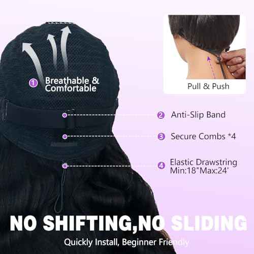 7x6 Body Wave Glueless Wigs Human Hair Pre Plucked Pre Cut 250% Density Drawstring Wig Human hair 7x6 HD Lace Front Wigs Human Hair for Black Women Pre Everything Ready to Go Wig 24inch