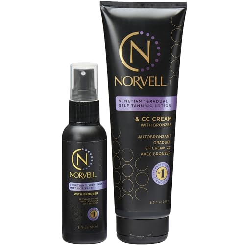 Norvell Venetian Sunless Self Tanner Gradual Color Extender Moisturizing Lotion and Tanning Mist for Face