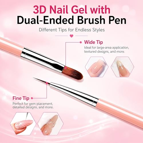 Clear 3D Nail Gel with Brush - Versatile Sculpting Glue for Nail Art
