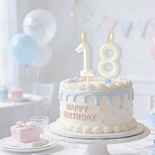 45th Birthday Candle for Women - Classic White Cake Topper