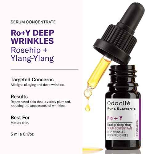 Odacit? Anti Aging Serum Concentrate with Rosehip + Ylang-Ylang - Lightweight Facial Serum For Mature Skin, Fine Lines, Nourishes for Look of Plump, Youthful Skin - 0.17 Fl. Oz