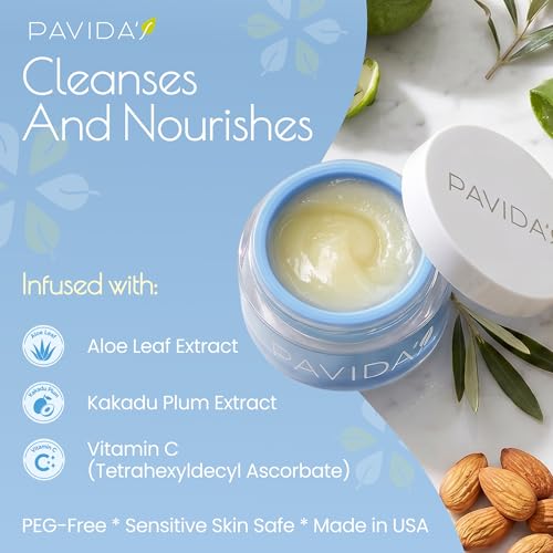 PAVIDA'S Cleansing Balm Makeup Remover - Vegan & PEG-Free, 1.7 Oz