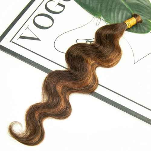 YWIGS Body Wave Bulk Human Hair for Braiding Human Braiding Hair for Boho Braids 50G No Weft Virgin Human Hair #4/30 20inch
