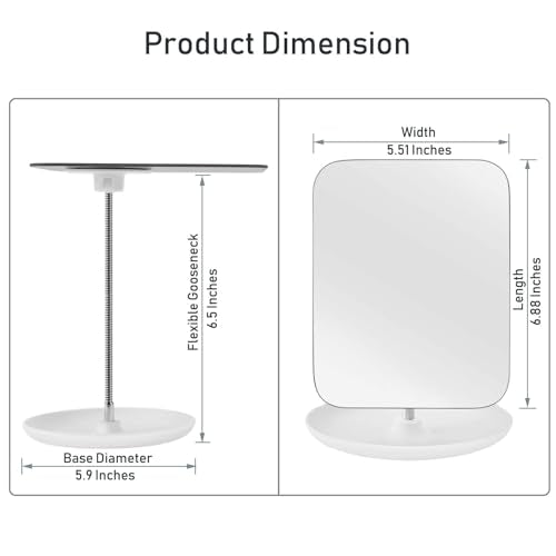 Makeup Mirror with Stand - 6.8" Vanity Mirror Gooseneck