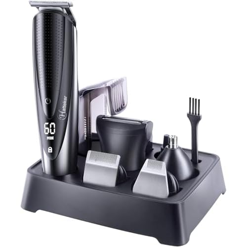 Hatteker Mens Beard Trimmer Grooming kit Hair Trimmer Mustache Trimmer Body Groomer for Nose Ear Facial Hair Cordless Waterproof 5 in 1