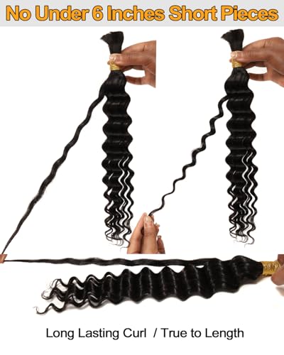 BEEOS Human Braiding Hair 20" Deep Wave 100g 2 Bundles