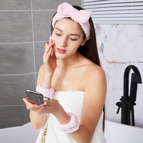 Spa Headband & Wristband Set for Face Washing & Skincare