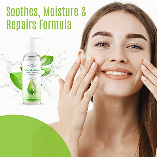 Aloe Vera Gel with Witch Hazel, Vitamin C, and Vitamin E - Skin Soothes, Moisture, and Repair Formula for Face and Body - Nutrient-Rich, Organic 100% Pure Aloe Vera - 12 FL OZ