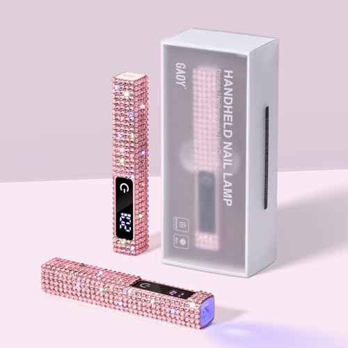 GAOY Handheld UV Light for Gel Nails, Mini Nail Lamp, Portable Cordless Rechargeable, Fast Curing, Diamond Pink