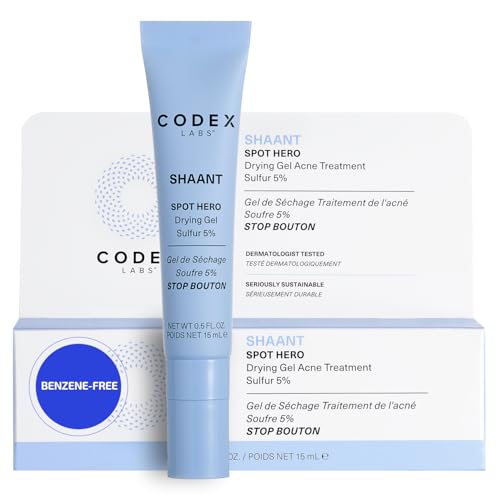Codex Labs Shaant Spot Hero ? Clinically Tested 5% Sulfur Acne Spot Treatment | Shrinks Breakouts Without Over-Drying | For Sensitive, Blemish-Prone Skin | 0.5 oz